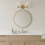 Regal - Double Light Vanity With Clear Ribbed Satin - Antique Brass / Clear - R&R Furniture Gallery (Fountain Valley, CA)