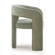 Malone dining arm chair by TOV Furniture with upholstered seat and backrest, modern design, and wooden legs.