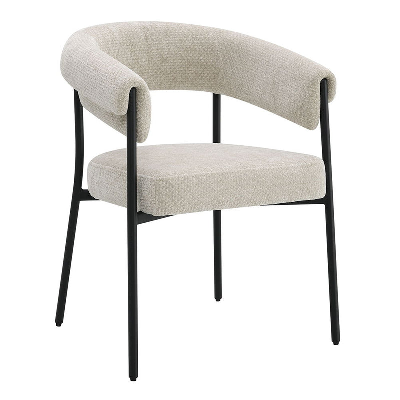 Jirina - Chenille Arm Chair (Set of 2) - Beige & Black - R&R Furniture Gallery (Fountain Valley, CA)