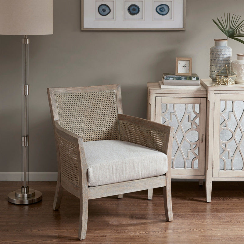 Cane Armchair With High Density Foam - Cream / Reclaimed Natural - R&R Furniture Gallery (Fountain Valley, CA)