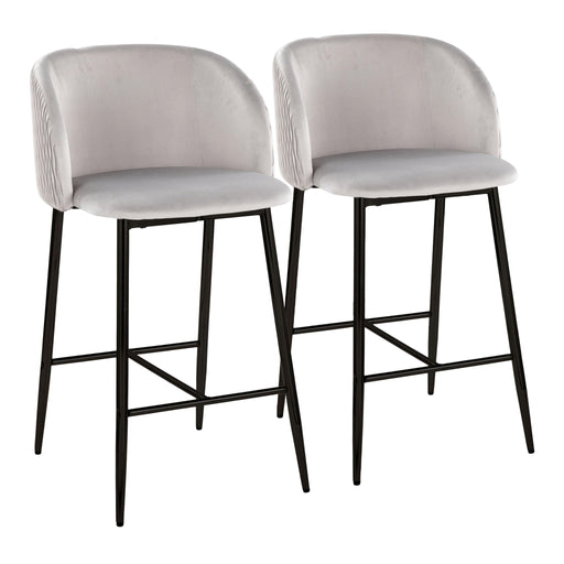 Set of two Lumi Source Fran pleated waves contemporary fixed height counter stools with sleek design and modern style.