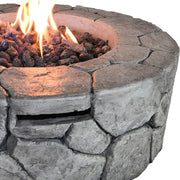 Reinforced outdoor fire pit by LSI Patio Furniture with versatile design, featuring a sturdy structure and open flame area.