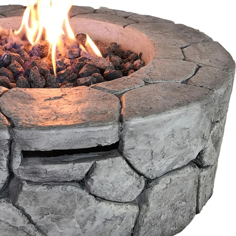 Reinforced outdoor fire pit by LSI Patio Furniture with versatile design, featuring a sturdy structure and open flame area.