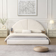Queen Arched Bed With Small Table, Floor Standing Design - Beige - R&R Furniture Gallery (Fountain Valley, CA)