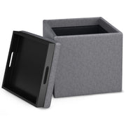 Rockwood - Upholstered Cube Storage Ottoman With Tray - R&R Furniture Gallery (Fountain Valley, CA)