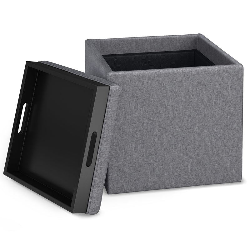 Rockwood - Upholstered Cube Storage Ottoman With Tray - R&R Furniture Gallery (Fountain Valley, CA)