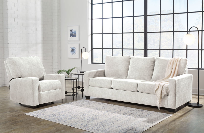 Signature Design by Ashley® Rannis 2-piece living room set with plush sofa and armchair in a modern living space.