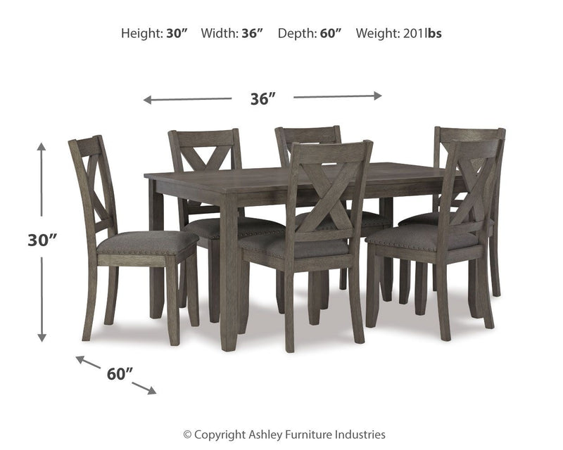 Caitbrook - RECT DRM Table Set (Set of 7) - Gray - R&R Furniture Gallery (Fountain Valley, CA)
