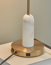 Rowleigh - Marble Desk Lamp - Gold Finish / White - R&R Furniture Gallery (Fountain Valley, CA)