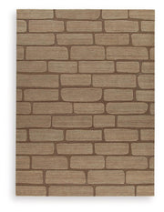Signature Design by Ashley Orest area rug with intricate geometric patterns in neutral tones for stylish home decor.