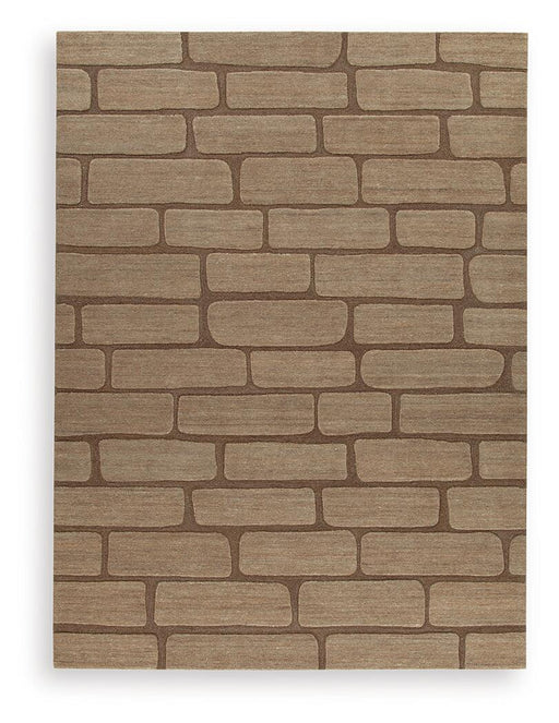 Signature Design by Ashley Orest area rug with intricate geometric patterns in neutral tones for stylish home decor.