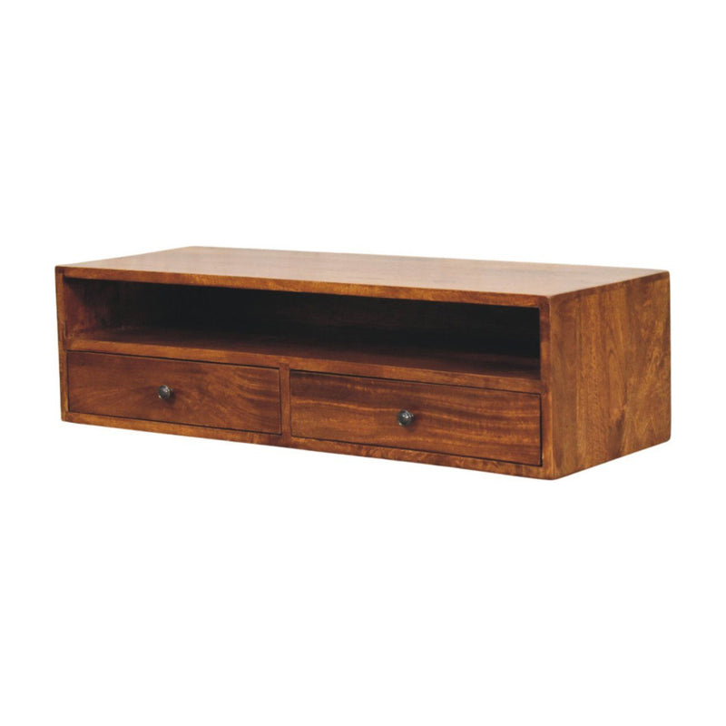 Lunar - 2 Drawer Wall Mounted Media Unit - Brown - R&R Furniture Gallery (Fountain Valley, CA)