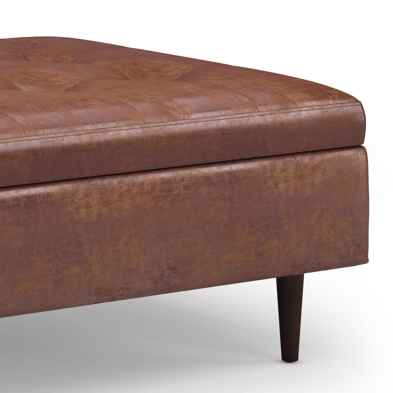 Shay - Large Square Coffee Table Storage Ottoman Mid-Century Style - R&R Furniture Gallery (Fountain Valley, CA)