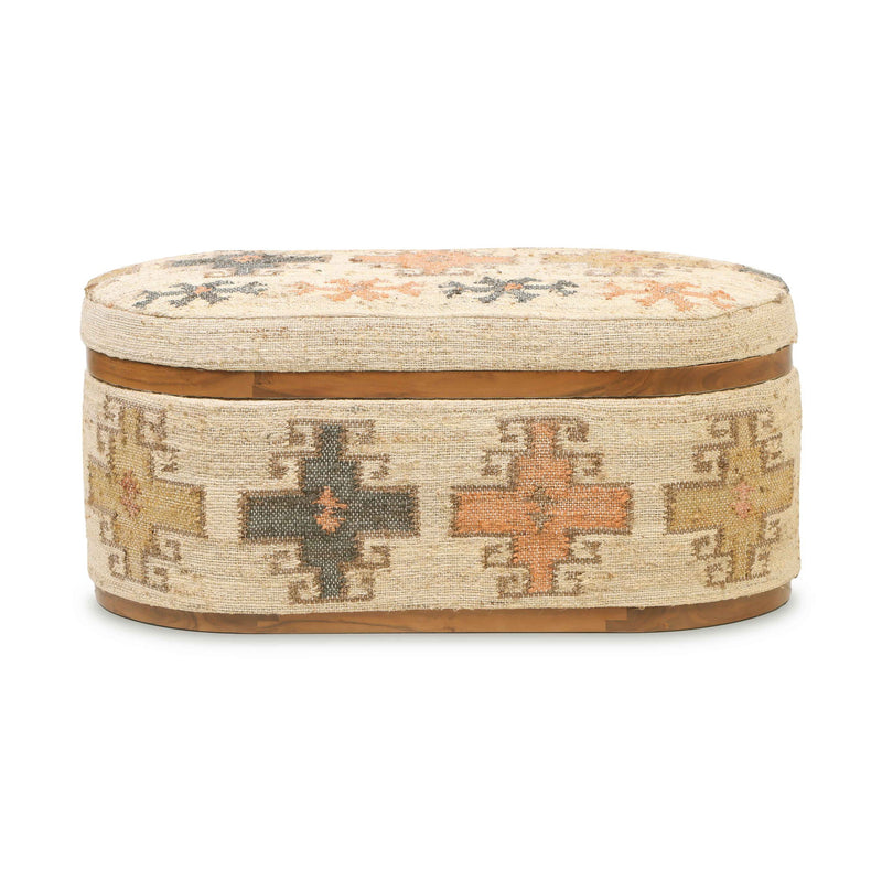 Olivier - Cotton Oval Storage Ottoman - Beige - R&R Furniture Gallery (Fountain Valley, CA)