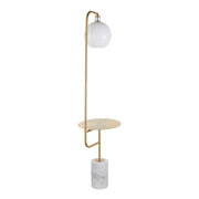 Lumi Source Symbol contemporary floor lamp with white marble side table, modern design and sleek white finish.