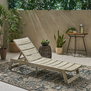 Noble House Maki chaise lounge with plush cushions and sleek wooden legs, modern design for living room relaxation.