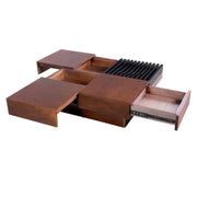 Italian Retro Inspired Acacia Wood Storage Coffee Table - Brown / Black - R&R Furniture Gallery (Fountain Valley, CA)