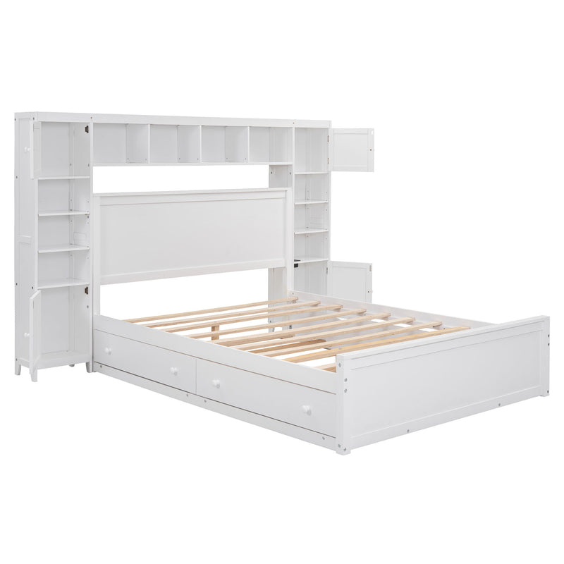 DreamHaus cabinet bed with integrated shelf, sockets, and twin long trundle, showcasing the multifunctional storage and sleeping space.
