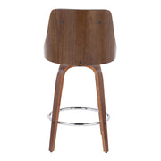 Set of two Lumi Source Gianna mid-century modern fixed height stools with swivel, round footrest, and sleek design.