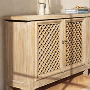 Jennifer Taylor Home Arden 4-door sideboard in natural wood finish, showcasing sleek design and spacious storage.