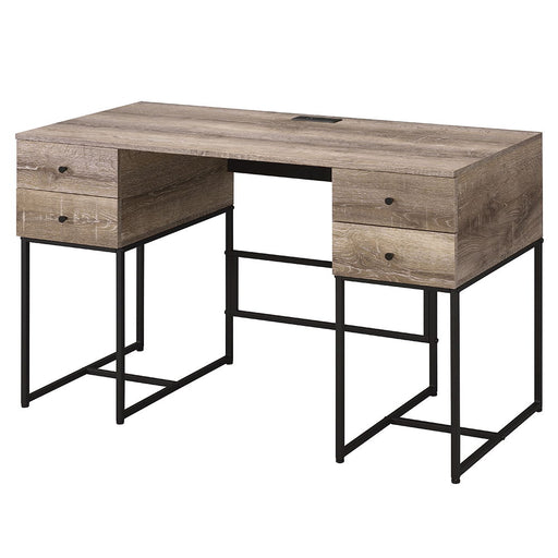 Desirre - Writing Desk With USB - Rustic Oak & Black - R&R Furniture Gallery (Fountain Valley, CA)