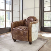 Brancaster - Chair - Retro Brown Top Grain Leather & Aluminum - R&R Furniture Gallery (Fountain Valley, CA)