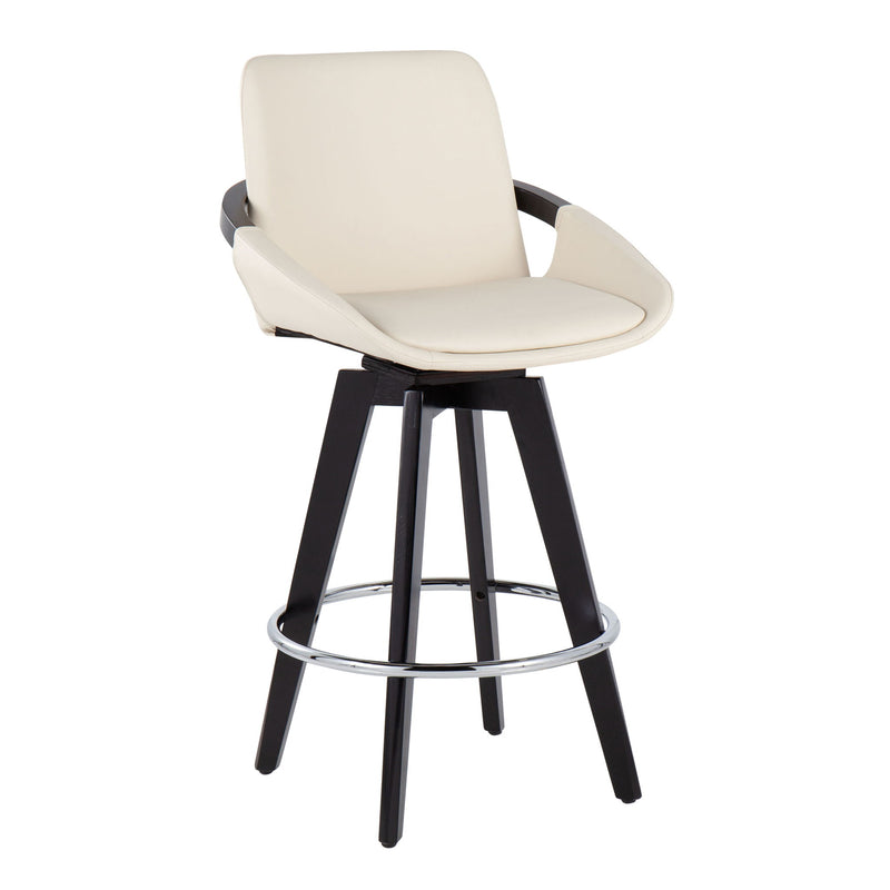 Lumi Source Cosmo contemporary fixed height counter stool set with swivel, round footrest, and sleek modern design