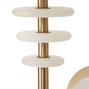 Alabaster Torch - 1 Light Sconce - Brass / White