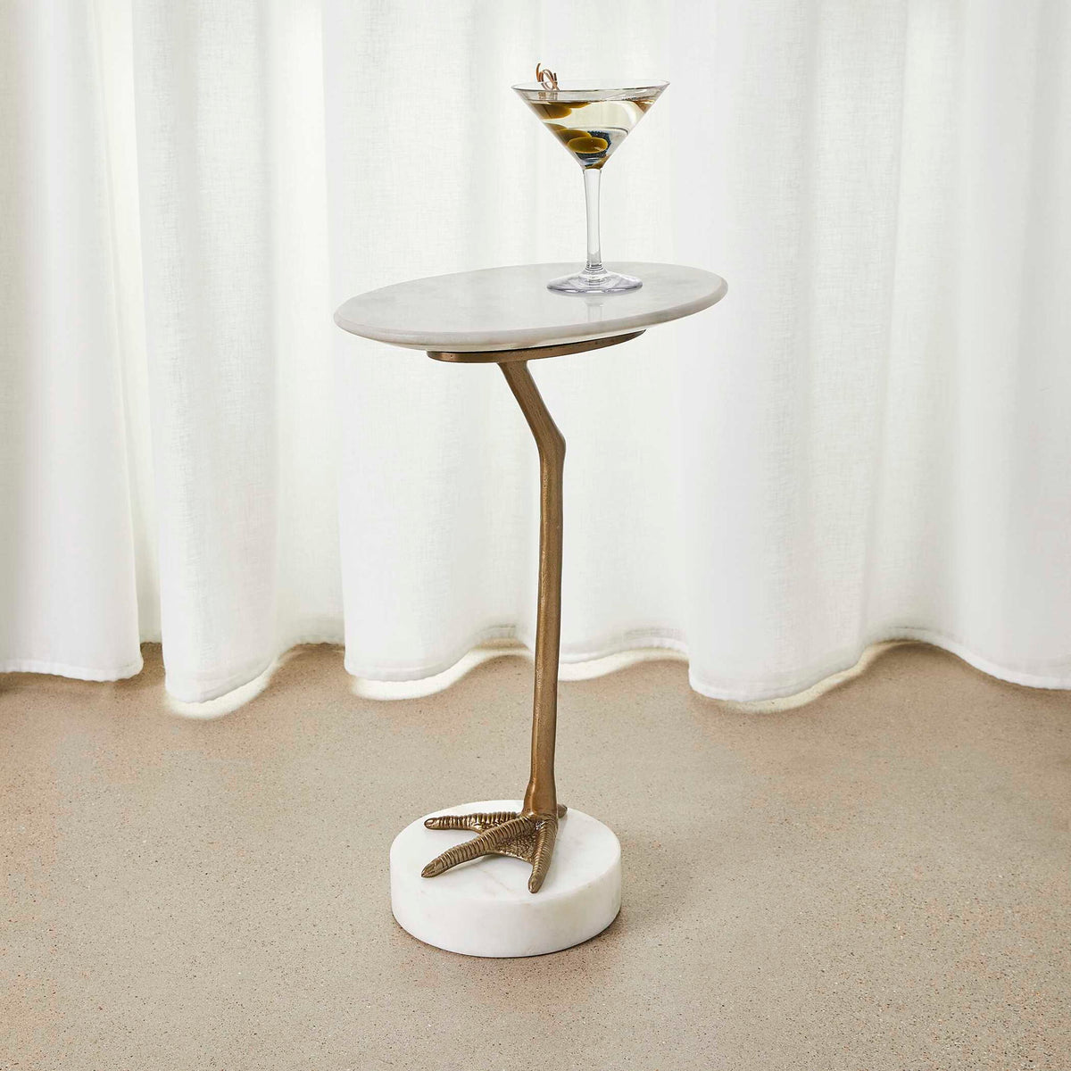 Taking A Stand - Side Table - Brass / White