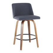 Lumi Source Toriano mid-century modern counter stool set of 2 with wooden legs and upholstered seats, stylish kitchen or bar seating