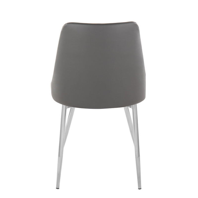 Set of two Lumi Source Marche contemporary dining chairs with metal legs, featuring stylish, modern design and comfortable seating.