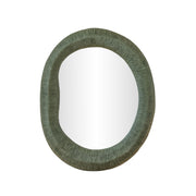 Forest green 22x28 inch ribbed fiberglass wall mirror by TOV Furniture with a thick wall design.
