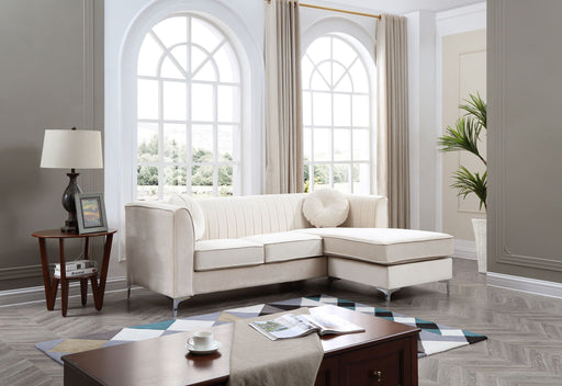 Glory Furniture Delray Micro Suede Sofa Chaise in a stationary sectional with plush cushions and modern design.