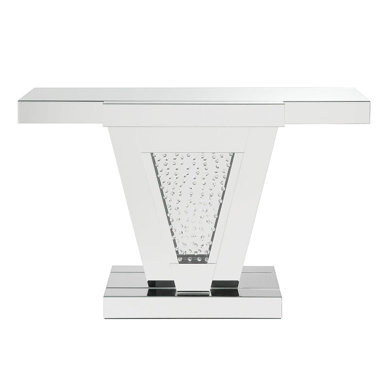 Nysa - 32"H Console Table - Mirrored & Faux Crystals - R&R Furniture Gallery (Fountain Valley, CA)