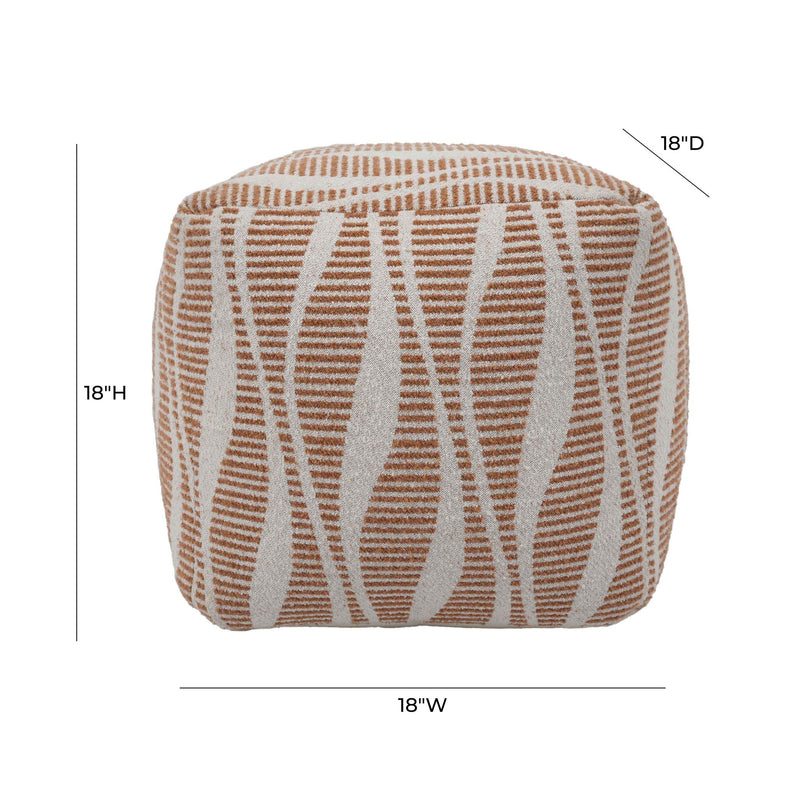 TOV Furniture Ember woven pouf in cream and natural tones, accent piece with a textured, woven fabric for stylish seating or decor.