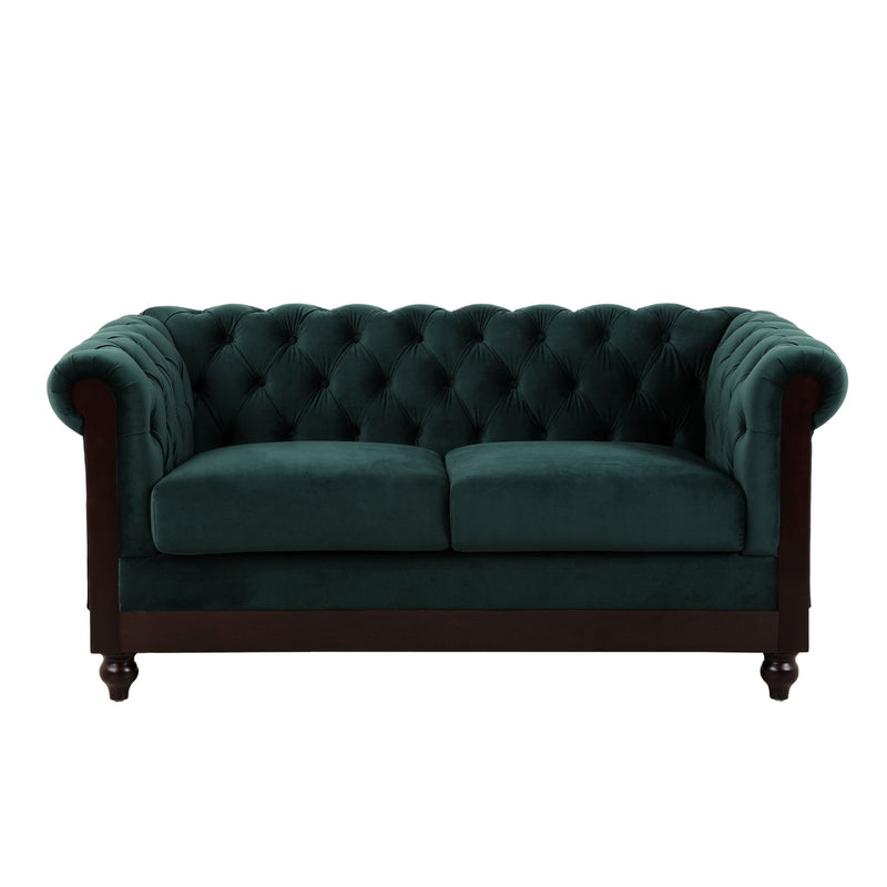 Chesterfield Loveseat Sofa, 2 Person Rolled Arm Upholstered Couch - R&R Furniture Gallery (Fountain Valley, CA)