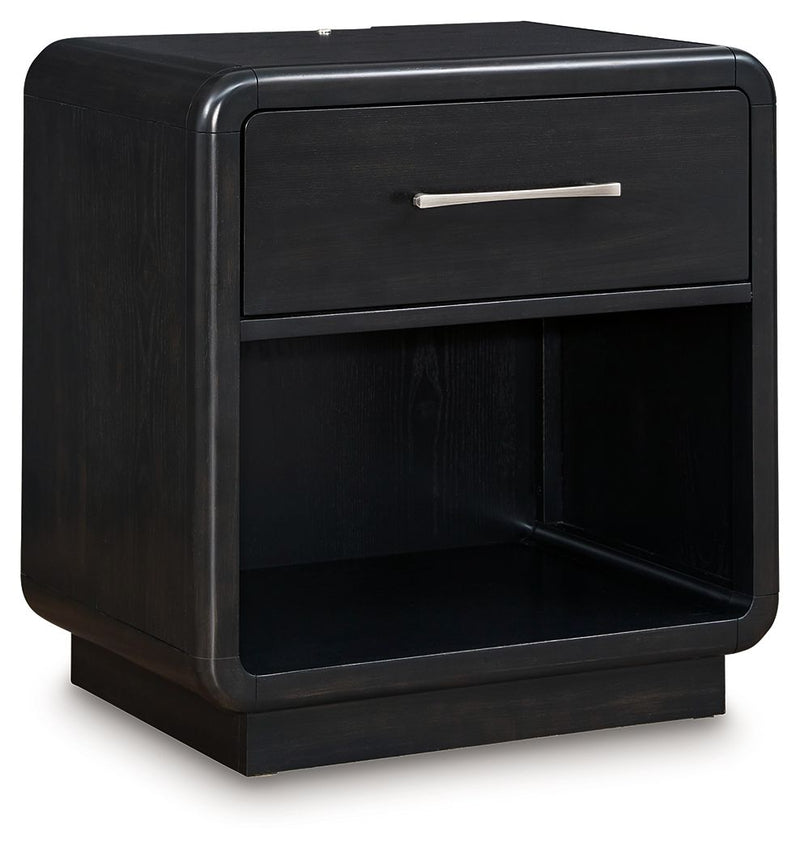 Rowanbeck - One Drawer Night Stand - Black - R&R Furniture Gallery (Fountain Valley, CA)