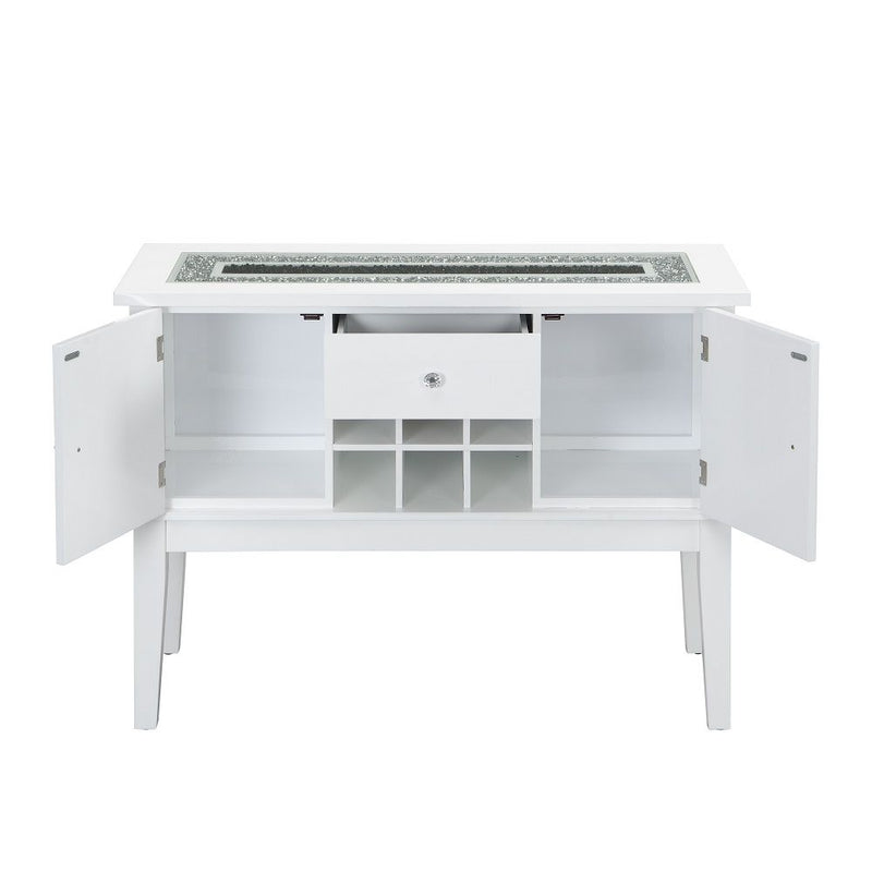 Elizaveta - Server - Faux Crystal Diamonds & White High Gloss - R&R Furniture Gallery (Fountain Valley, CA)