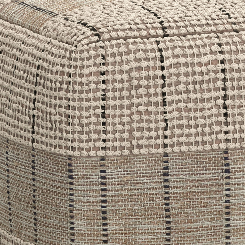 Elmer - Square Woven Pouf - Natural / Gray - R&R Furniture Gallery (Fountain Valley, CA)