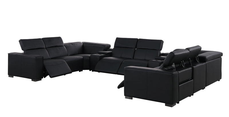 1208 - 10 Piece U Shaped Leather Sectional With 4 Power Recliners & Power Headrest