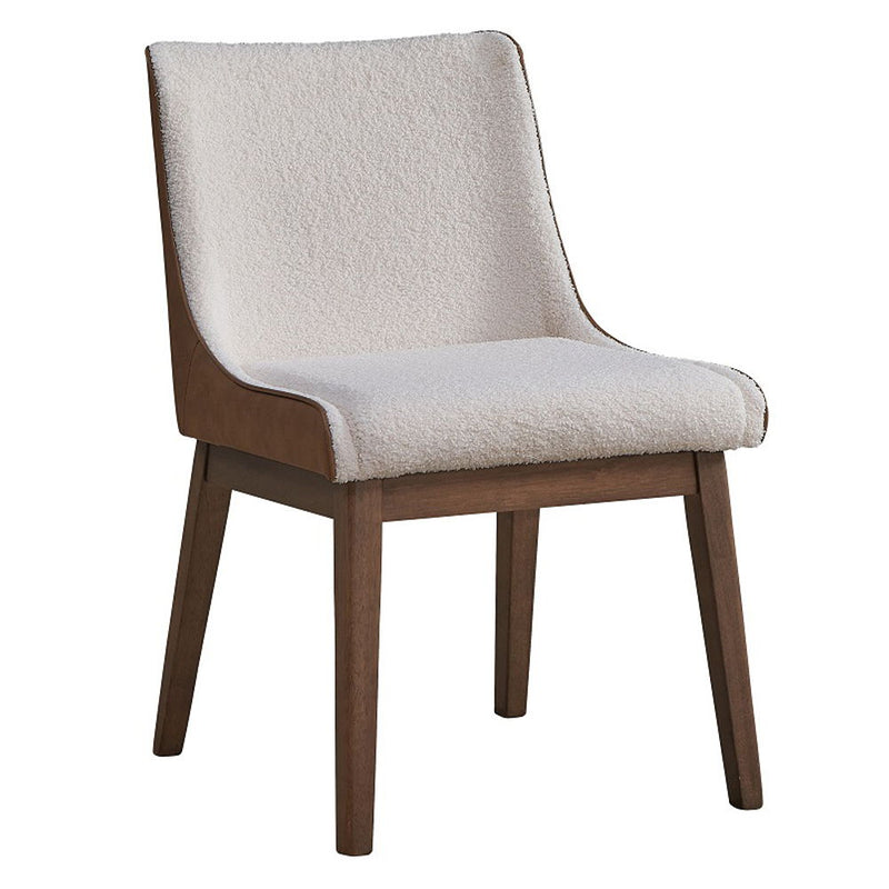 Ginny - Side Chair (Set of 2) - White Boucle, Brown Velvet & Walnut - R&R Furniture Gallery (Fountain Valley, CA)
