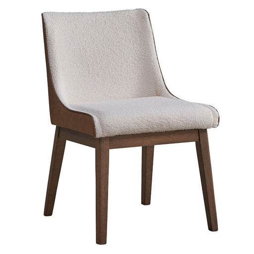 Ginny - Side Chair (Set of 2) - White Boucle, Brown Velvet & Walnut - R&R Furniture Gallery (Fountain Valley, CA)