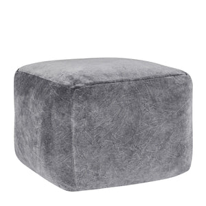 Villa Heirloom velvet pouf in rich fabric, round accent seat with soft, plush texture