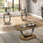 Olbia - 3 Pc. Coffee Table Set (1C+2E), Rustic Oak/Sand Black