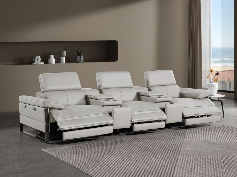 1246 - Modular Power Triple Reclining Dual Console Sofa With Power Reclining Headrests