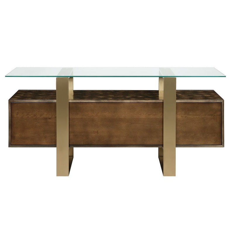 Mabyn - Console Cabinet - Brass & Antique Brown - R&R Furniture Gallery (Fountain Valley, CA)