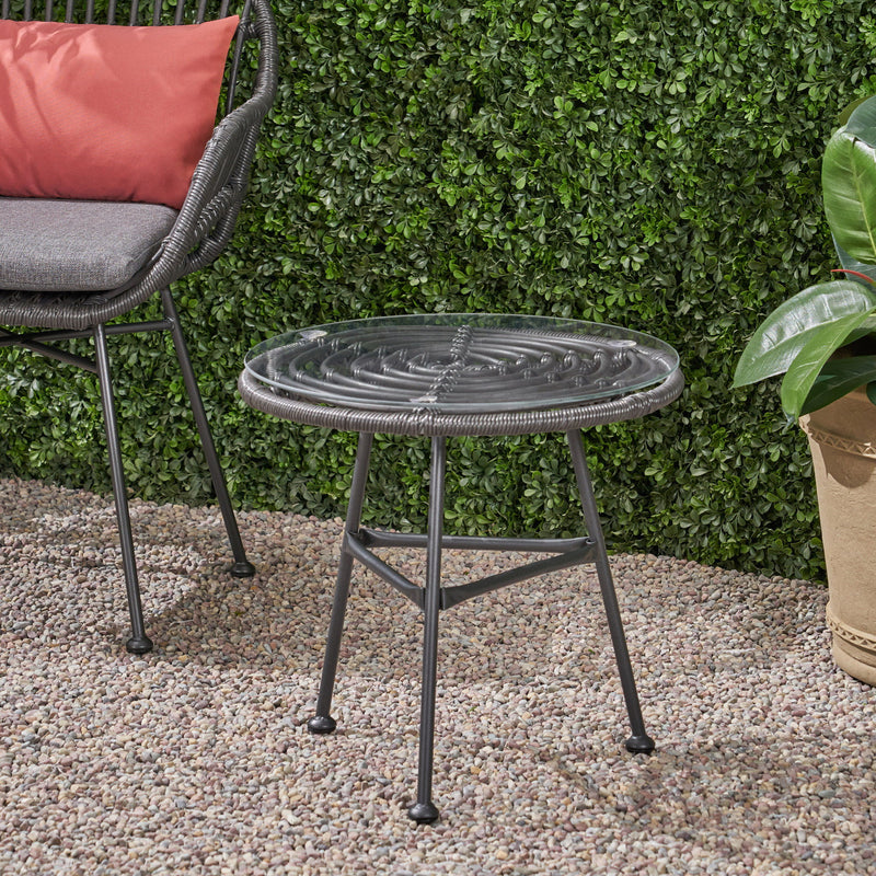 Petrichor - Outdoor Side Table With Tempered Glass And Steel Frame - R&R Furniture Gallery (Fountain Valley, CA)