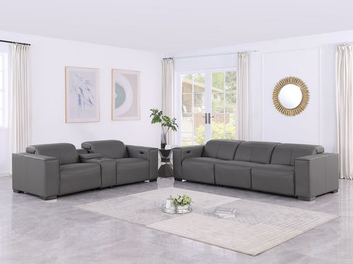 1208 - Leather Reclining Set (Sofa & Loveseat With 5 Power Recliners) - R&R Furniture Gallery (Fountain Valley, CA)
