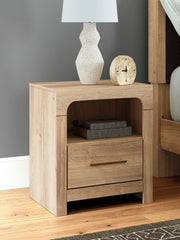 Kinlanni - One Drawer Night Stand - Tan - R&R Furniture Gallery (Fountain Valley, CA)
