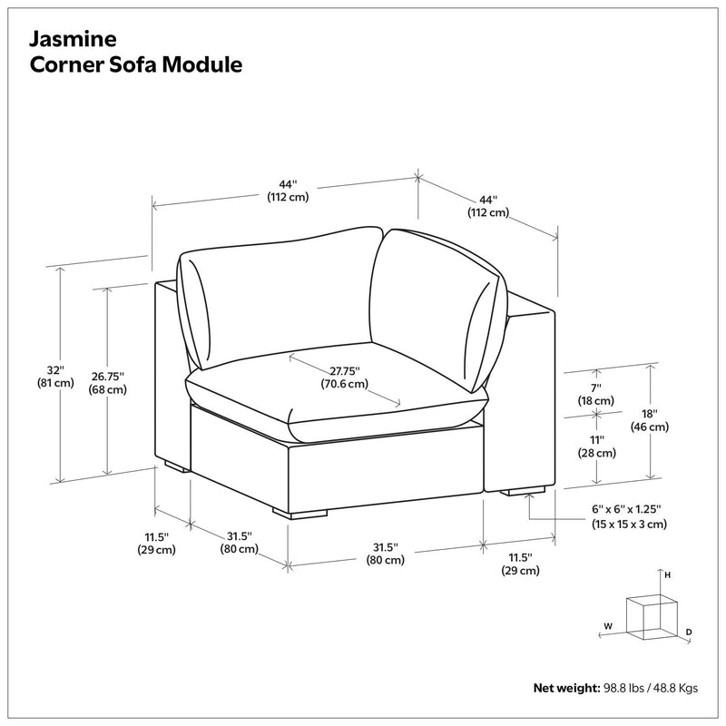 Jasmine - Corner Sofa Module - Gray - R&R Furniture Gallery (Fountain Valley, CA)